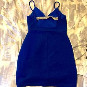 Nice fitted short dress, small, and blue